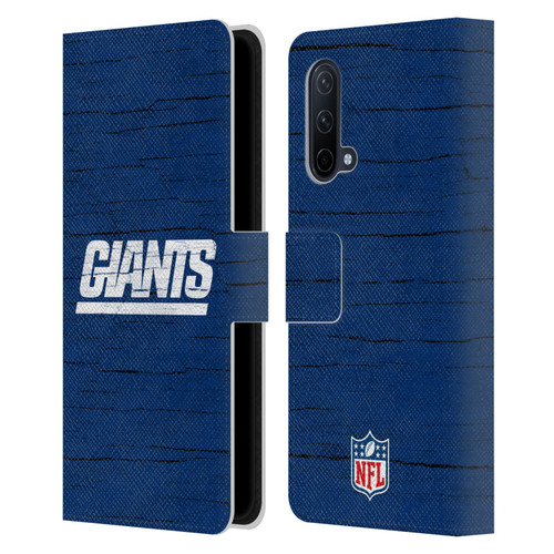 NFL New York Giants Logo Distressed Look Leather Book Wallet Case Cover For OnePlus Nord CE 5G