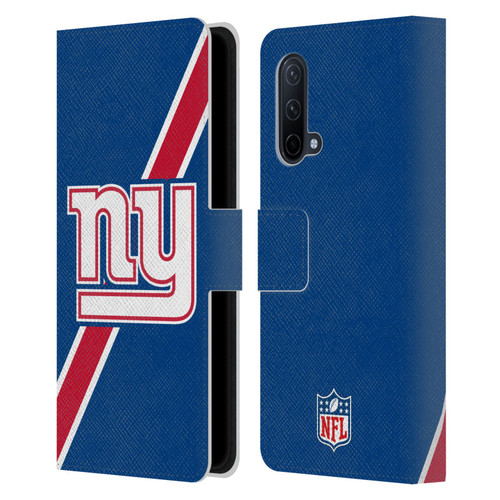 NFL New York Giants Logo Stripes Leather Book Wallet Case Cover For OnePlus Nord CE 5G