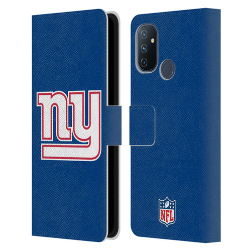 NFL New York Giants Logo Plain Leather Book Wallet Case Cover For OnePlus Nord N100