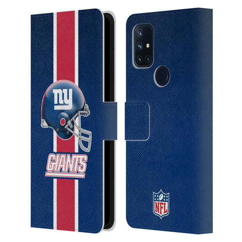 NFL New York Giants Logo Helmet Leather Book Wallet Case Cover For OnePlus Nord N10 5G