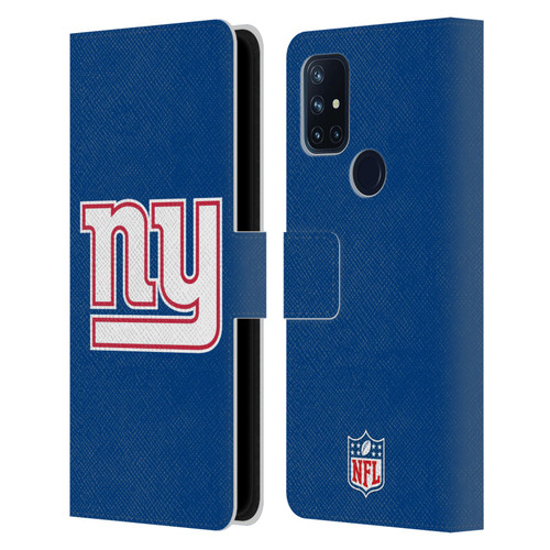 NFL New York Giants Logo Plain Leather Book Wallet Case Cover For OnePlus Nord N10 5G