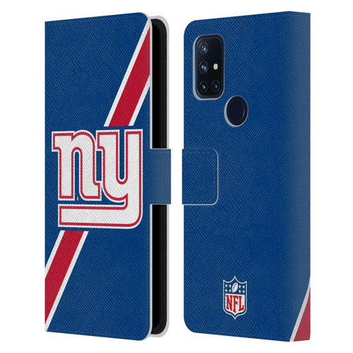NFL New York Giants Logo Stripes Leather Book Wallet Case Cover For OnePlus Nord N10 5G