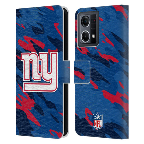 NFL New York Giants Logo Camou Leather Book Wallet Case Cover For OPPO Reno8 4G