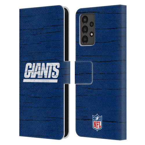 NFL New York Giants Logo Distressed Look Leather Book Wallet Case Cover For Samsung Galaxy A13 (2022)