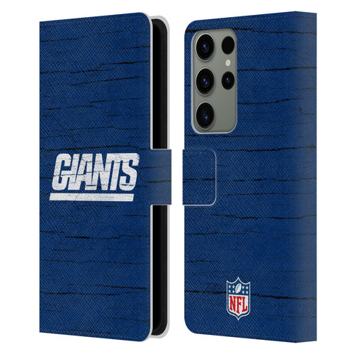 NFL New York Giants Logo Distressed Look Leather Book Wallet Case Cover For Samsung Galaxy S23 Ultra 5G