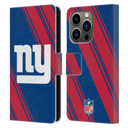 NFL New York Giants Artwork Stripes Leather Book Wallet Case Cover For Apple iPhone 14 Pro