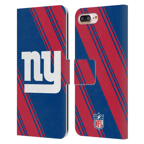 NFL New York Giants Artwork Stripes Leather Book Wallet Case Cover For Apple iPhone 7 Plus / iPhone 8 Plus