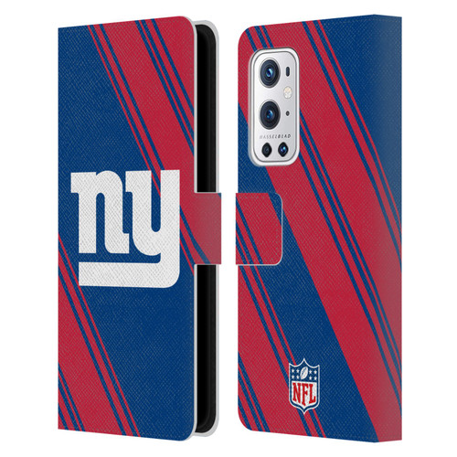 NFL New York Giants Artwork Stripes Leather Book Wallet Case Cover For OnePlus 9 Pro