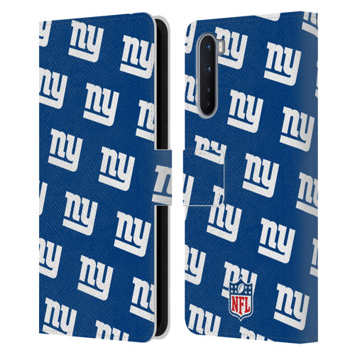 NFL New York Giants Artwork Patterns Leather Book Wallet Case Cover For OnePlus Nord 5G