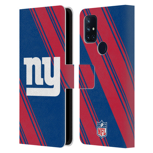 NFL New York Giants Artwork Stripes Leather Book Wallet Case Cover For OnePlus Nord N10 5G