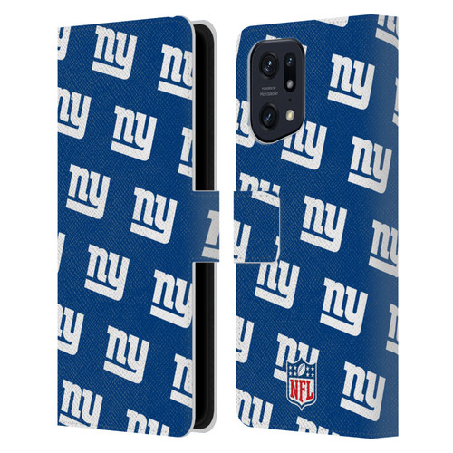 NFL New York Giants Artwork Patterns Leather Book Wallet Case Cover For OPPO Find X5