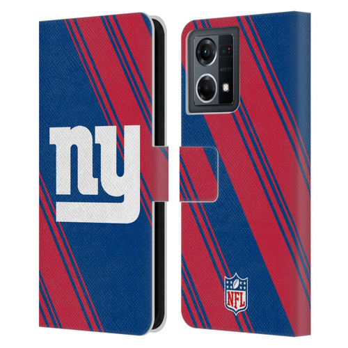 NFL New York Giants Artwork Stripes Leather Book Wallet Case Cover For OPPO Reno8 4G