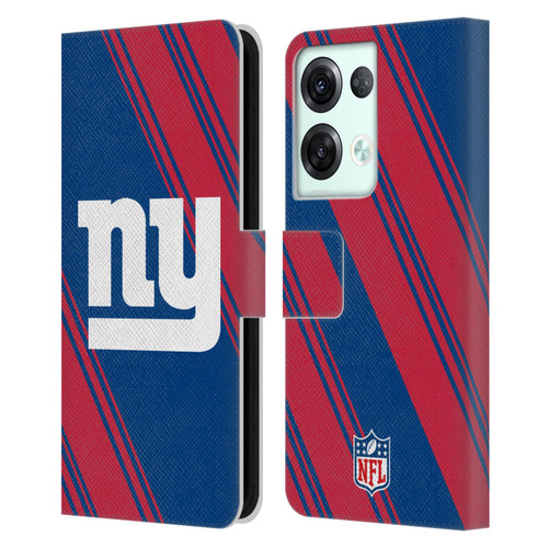NFL New York Giants Artwork Stripes Leather Book Wallet Case Cover For OPPO Reno8 Pro