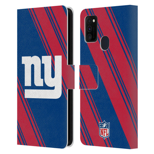 NFL New York Giants Artwork Stripes Leather Book Wallet Case Cover For Samsung Galaxy M30s (2019)/M21 (2020)