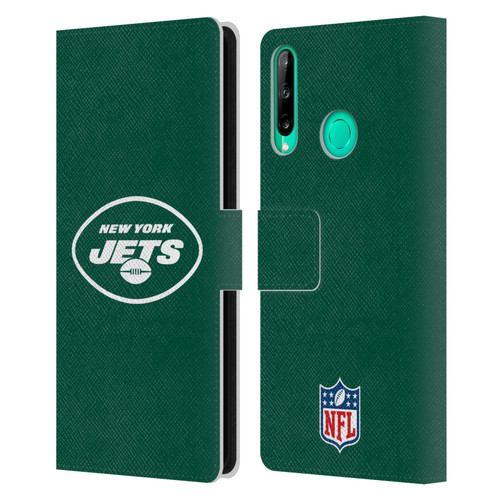 NFL New York Jets Logo Plain Leather Book Wallet Case Cover For Huawei P40 lite E
