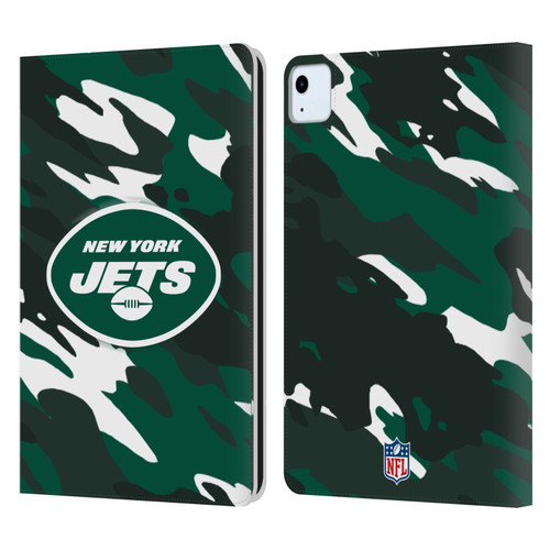 NFL New York Jets Logo Camou Leather Book Wallet Case Cover For Apple iPad Air 11 2020/2022/2024