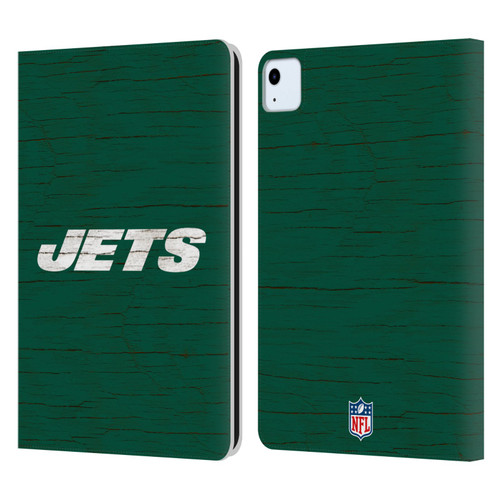NFL New York Jets Logo Distressed Look Leather Book Wallet Case Cover For Apple iPad Air 2020 / 2022