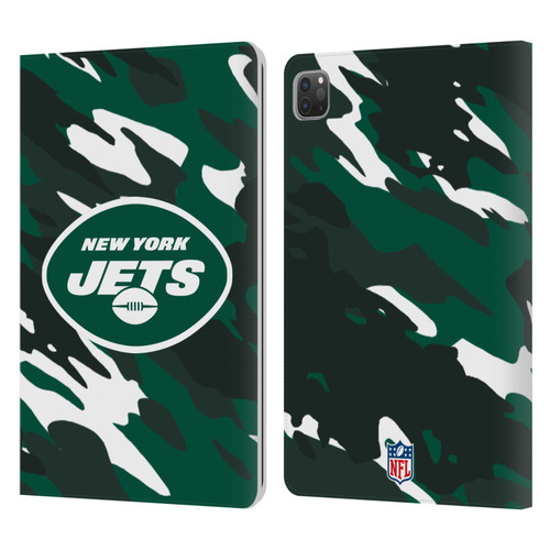 NFL New York Jets Logo Camou Leather Book Wallet Case Cover For Apple iPad Pro 11 2020 / 2021 / 2022