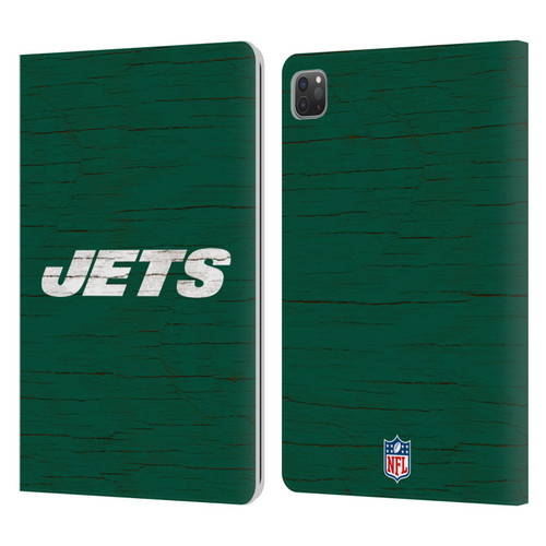NFL New York Jets Logo Distressed Look Leather Book Wallet Case Cover For Apple iPad Pro 11 2020 / 2021 / 2022