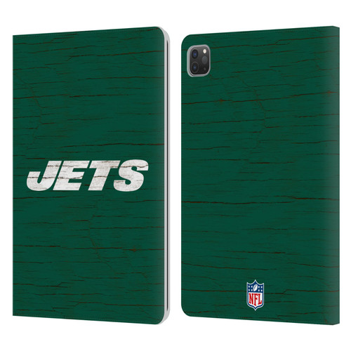 NFL New York Jets Logo Distressed Look Leather Book Wallet Case Cover For Apple iPad Pro 11 2020 / 2021 / 2022