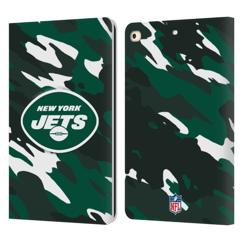NFL New York Jets Logo Camou Leather Book Wallet Case Cover For Apple iPad 9.7 2017 / iPad 9.7 2018