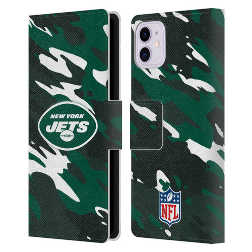 NFL New York Jets Logo Camou Leather Book Wallet Case Cover For Apple iPhone 11