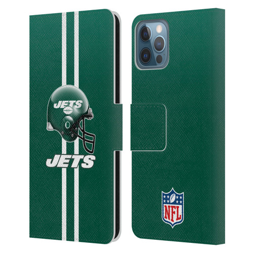 NFL New York Jets Logo Helmet Leather Book Wallet Case Cover For Apple iPhone 12 / iPhone 12 Pro