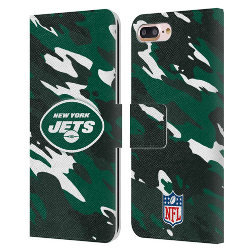 NFL New York Jets Logo Camou Leather Book Wallet Case Cover For Apple iPhone 7 Plus / iPhone 8 Plus