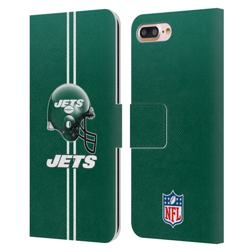 NFL New York Jets Logo Helmet Leather Book Wallet Case Cover For Apple iPhone 7 Plus / iPhone 8 Plus