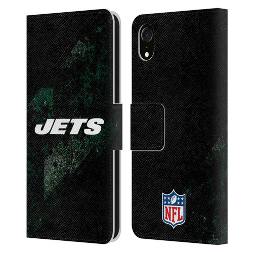 NFL New York Jets Logo Blur Leather Book Wallet Case Cover For Apple iPhone XR