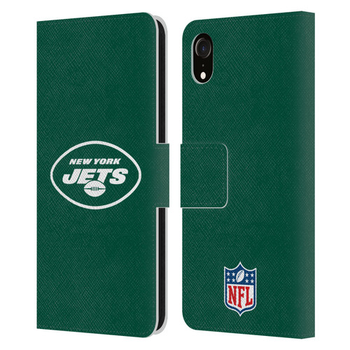 NFL New York Jets Logo Plain Leather Book Wallet Case Cover For Apple iPhone XR