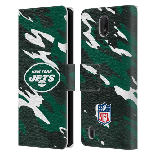 NFL New York Jets Logo Camou Leather Book Wallet Case Cover For Nokia C01 Plus/C1 2nd Edition