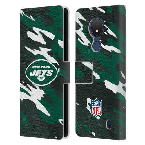 NFL New York Jets Logo Camou Leather Book Wallet Case Cover For Nokia C21