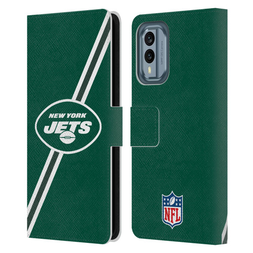 NFL New York Jets Logo Stripes Leather Book Wallet Case Cover For Nokia X30