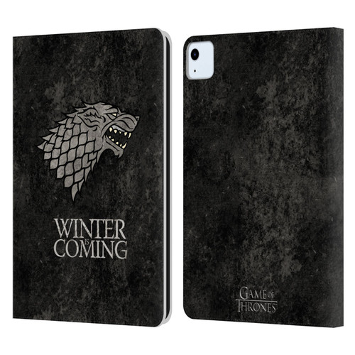 HBO Game of Thrones Dark Distressed Look Sigils Stark Leather Book Wallet Case Cover For Apple iPad Air 11 2020/2022/2024