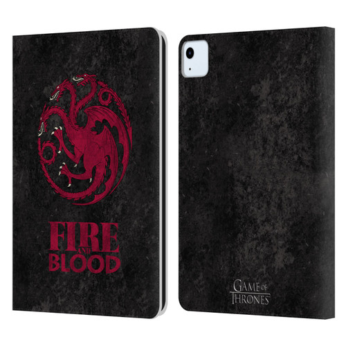 HBO Game of Thrones Dark Distressed Look Sigils Targaryen Leather Book Wallet Case Cover For Apple iPad Air 11 2020/2022/2024