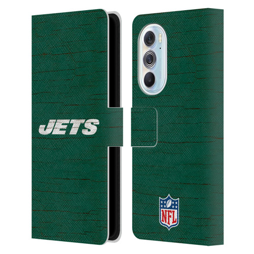 NFL New York Jets Logo Distressed Look Leather Book Wallet Case Cover For Motorola Edge X30
