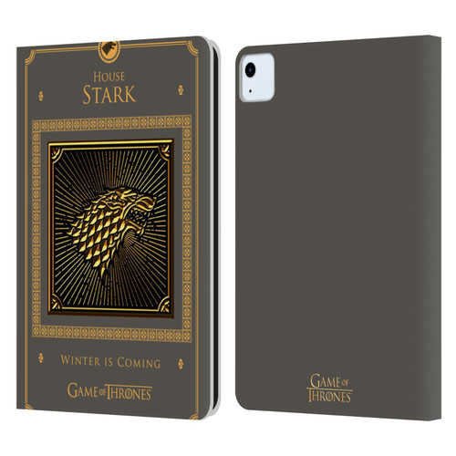 HBO Game of Thrones Golden Sigils Stark Border Leather Book Wallet Case Cover For Apple iPad Air 11 2020/2022/2024