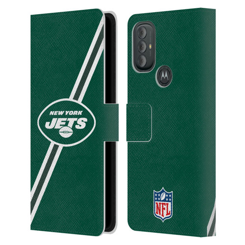 NFL New York Jets Logo Stripes Leather Book Wallet Case Cover For Motorola Moto G10 / Moto G20 / Moto G30