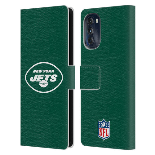 NFL New York Jets Logo Plain Leather Book Wallet Case Cover For Motorola Moto G (2022)