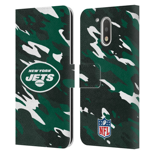 NFL New York Jets Logo Camou Leather Book Wallet Case Cover For Motorola Moto G41