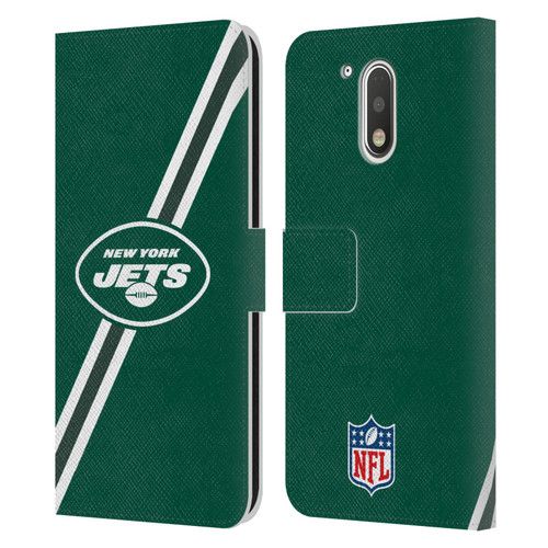 NFL New York Jets Logo Stripes Leather Book Wallet Case Cover For Motorola Moto G41