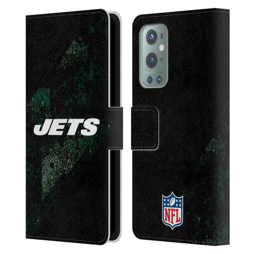 NFL New York Jets Logo Blur Leather Book Wallet Case Cover For OnePlus 9