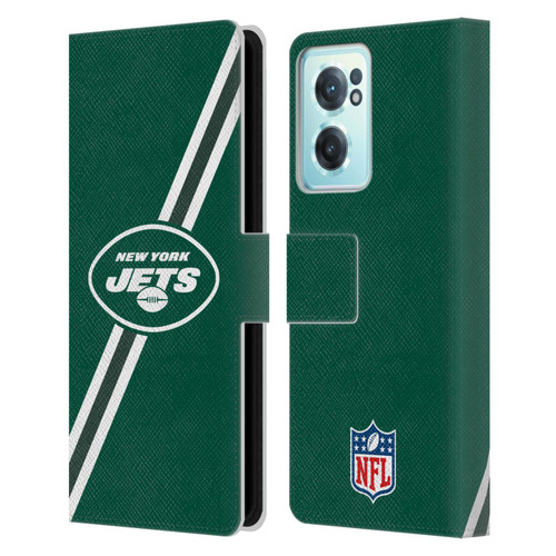NFL New York Jets Logo Stripes Leather Book Wallet Case Cover For OnePlus Nord CE 2 5G