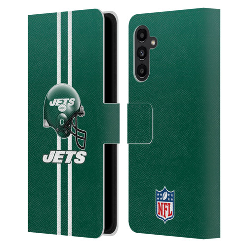 NFL New York Jets Logo Helmet Leather Book Wallet Case Cover For Samsung Galaxy A13 5G (2021)