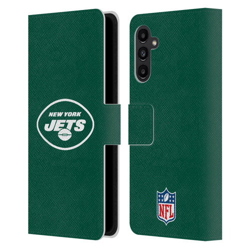 NFL New York Jets Logo Plain Leather Book Wallet Case Cover For Samsung Galaxy A13 5G (2021)