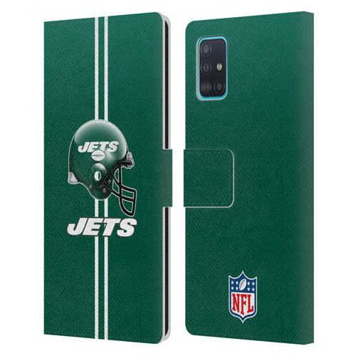 NFL New York Jets Logo Helmet Leather Book Wallet Case Cover For Samsung Galaxy A51 (2019)