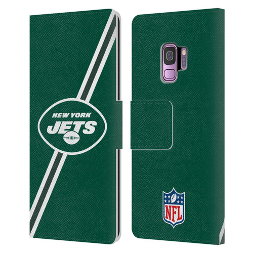 NFL New York Jets Logo Stripes Leather Book Wallet Case Cover For Samsung Galaxy S9