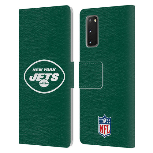 NFL New York Jets Logo Plain Leather Book Wallet Case Cover For Samsung Galaxy S20 / S20 5G