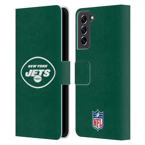 NFL New York Jets Logo Plain Leather Book Wallet Case Cover For Samsung Galaxy S21 FE 5G